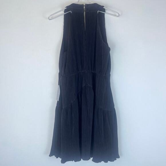 NWT Ciebon Black Halter Mini Dress Pleats Ruffled Hem SIZE Medium - Picture 6 of 8